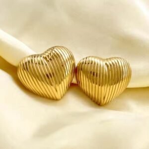 Chunky Heart Shaped Gold Plated Love Earring For Women/Girls