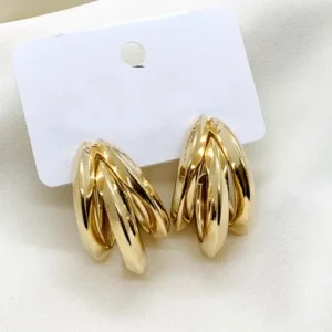 Triple Layered Hoop Gold Plated Earring For Women/Girls