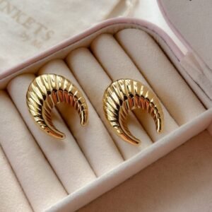 Moon Emberly Hoops Stud Spiral Open Designed Earring