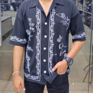 Oversized Shirt Printed Lapel Collar Casual Shirt | Size XL